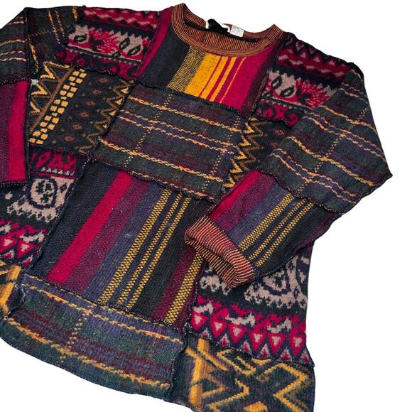 Vintage Stefano 80s/90s women's quilt block crewneck acrylic sweater size small - Picture 2 of 7